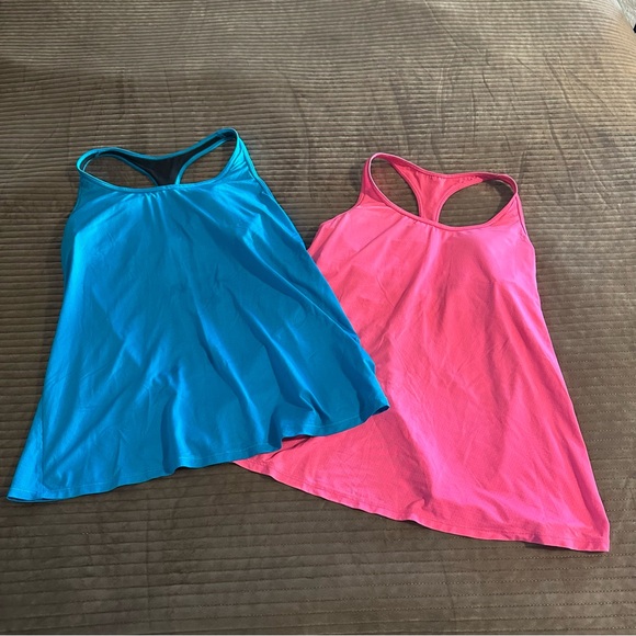 Victoria’s Secret VSX Sport Blue Pink Racerback Tank Tops - Picture 10 of 10